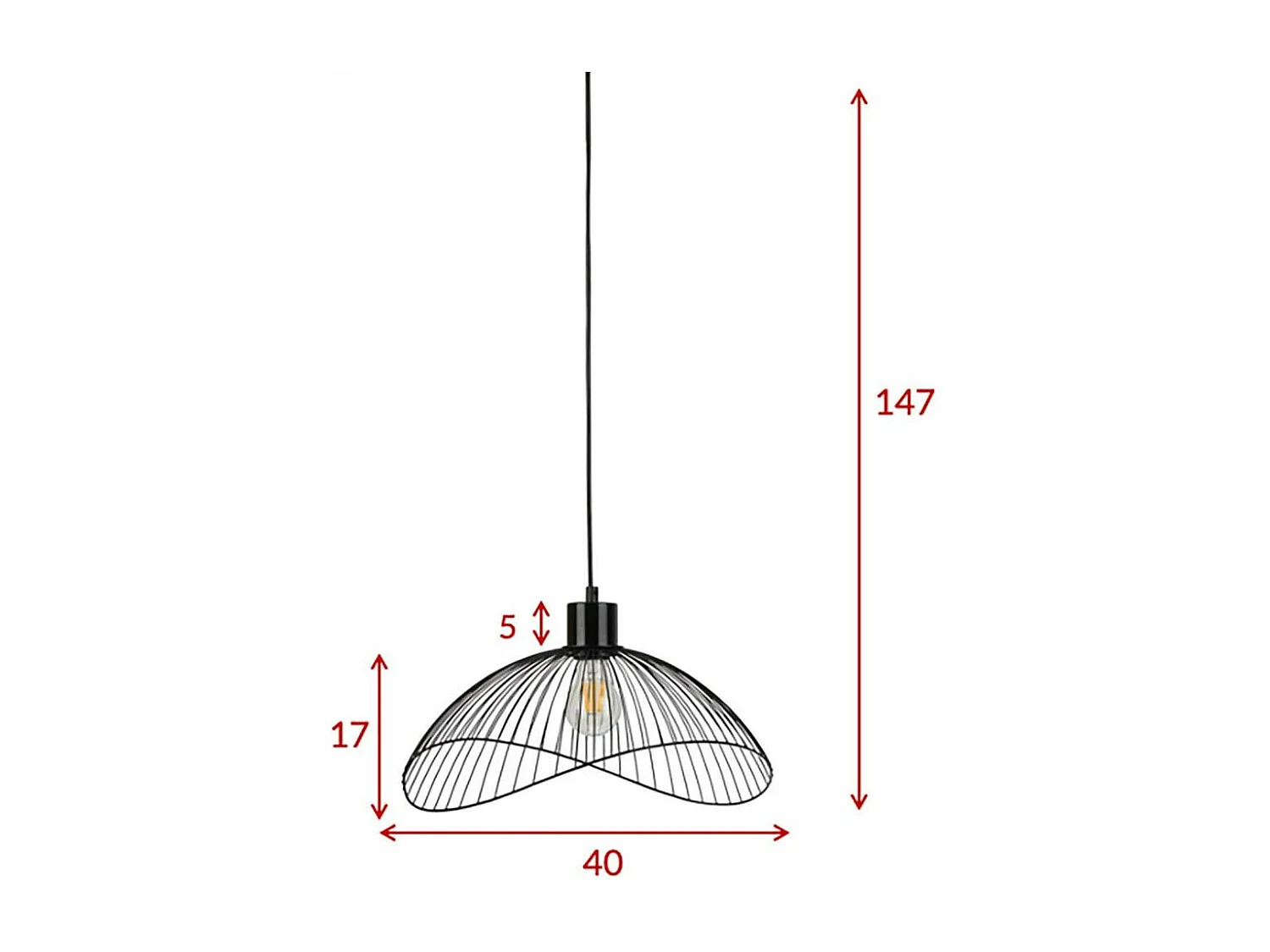 Lampe Suspension Design "Elsa" 40cm Noir