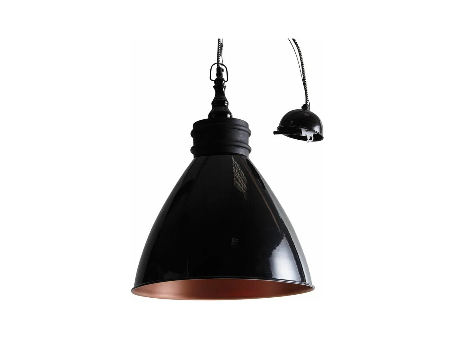 Suspension en métal laqué et bois Noir