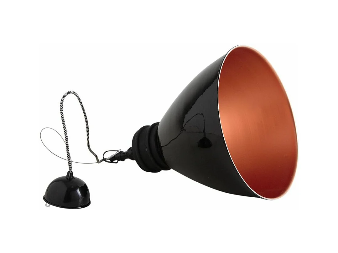 Suspension en métal laqué et bois Noir