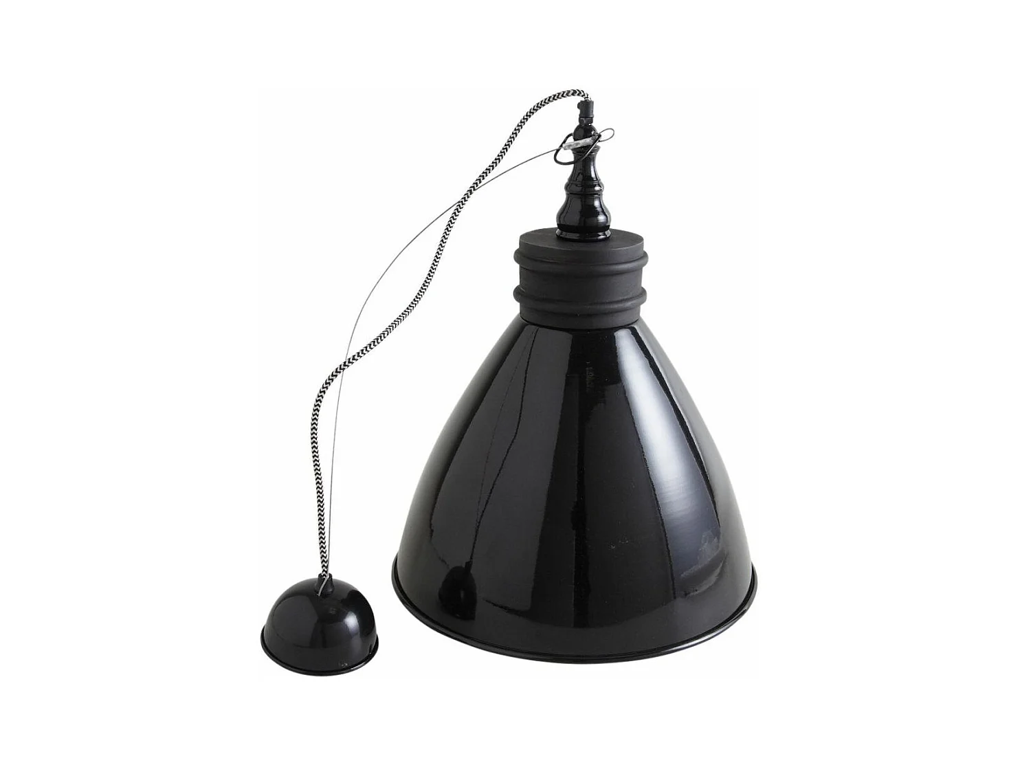 Suspension en métal laqué et bois Noir