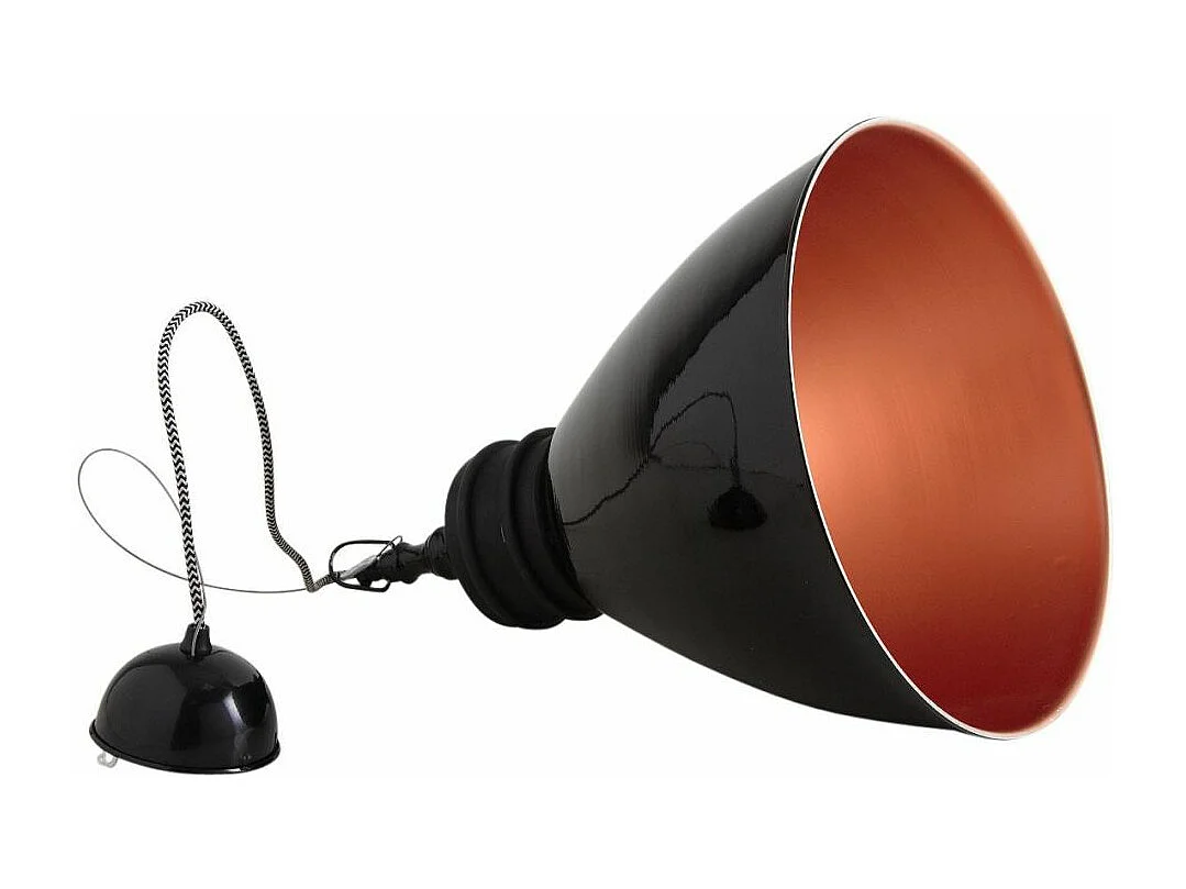 Suspension en métal laqué et bois Noir