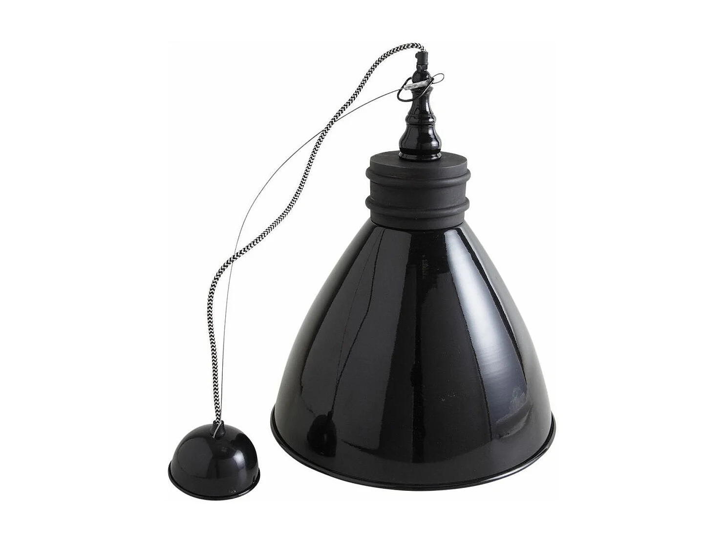 Suspension en métal laqué et bois Noir