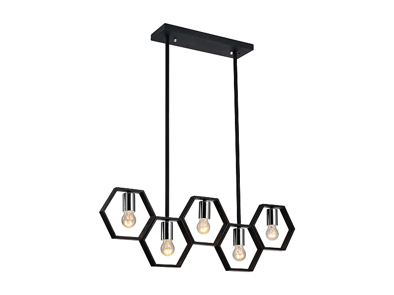 Lampe Suspension Design 5 Lampes "Queen B" 80cm Noir