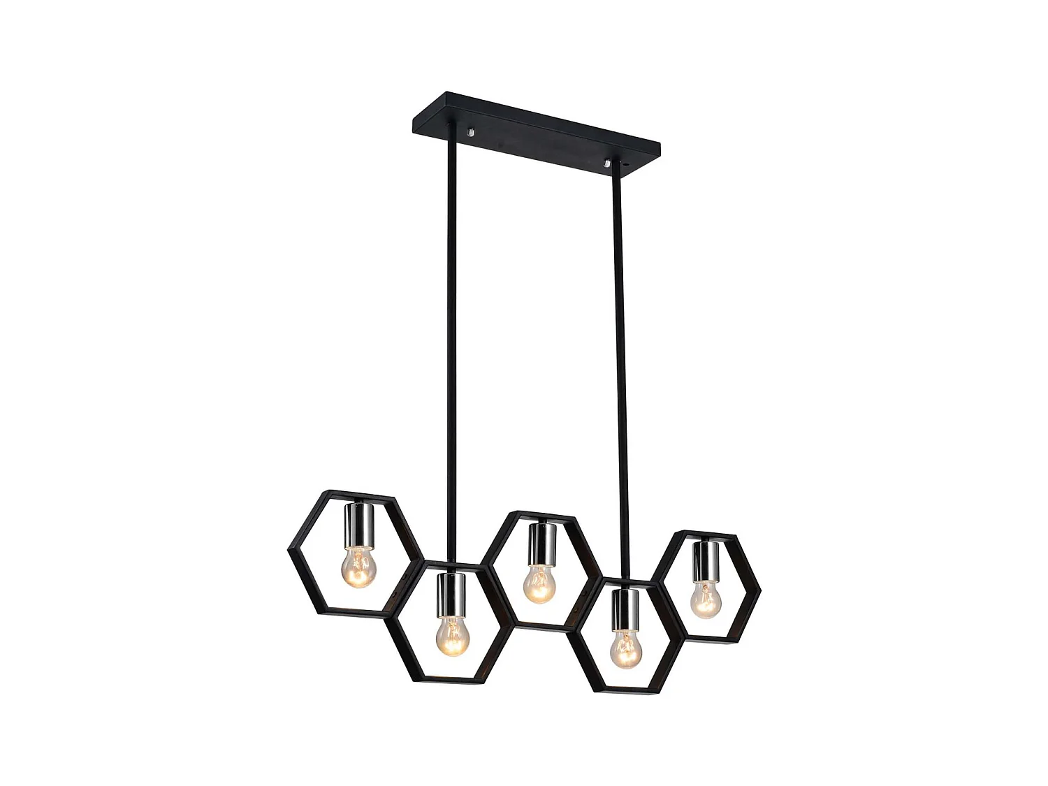 Lampe Suspension Design 5 Lampes "Queen B" 80cm Noir