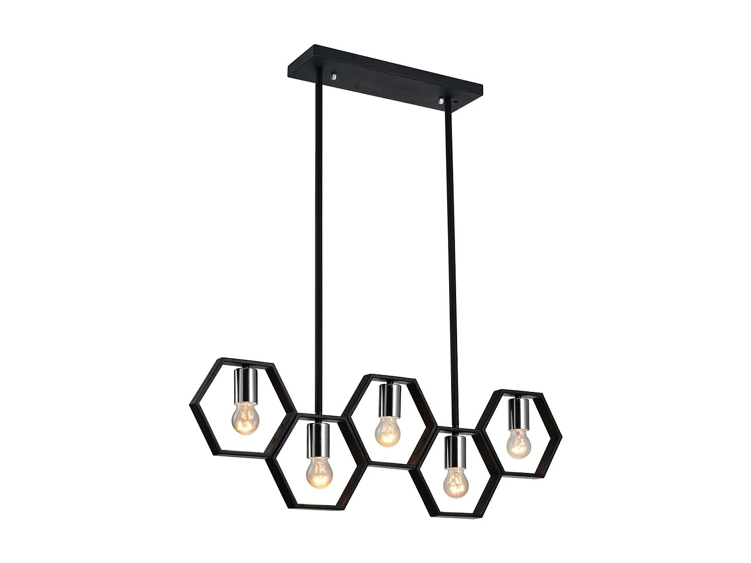 Lampe Suspension Design 5 Lampes "Queen B" 80cm Noir