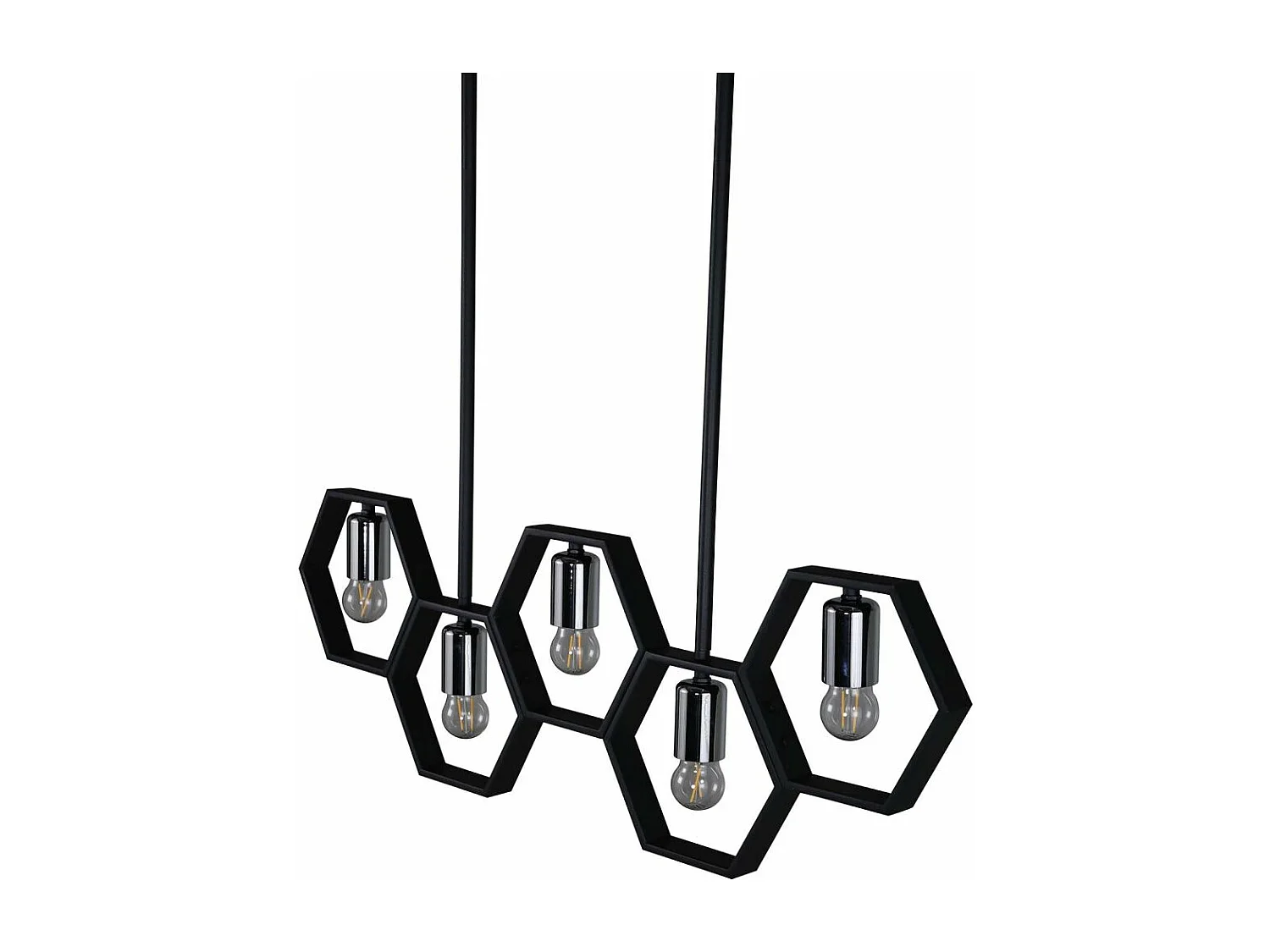 Lampe Suspension Design 5 Lampes "Queen B" 80cm Noir
