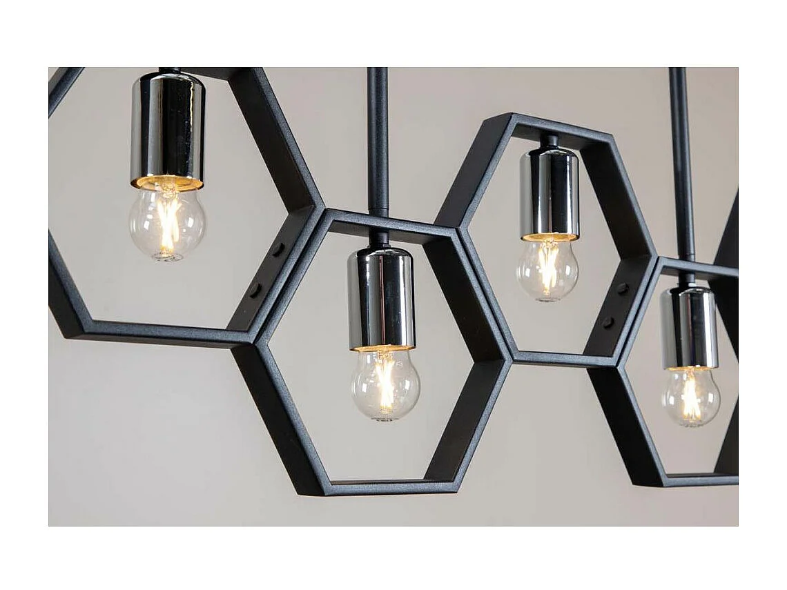 Lampe Suspension Design 5 Lampes "Queen B" 80cm Noir