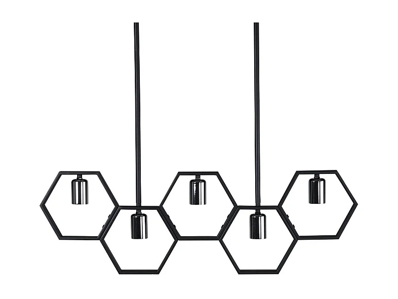 Lampe Suspension Design 5 Lampes "Queen B" 80cm Noir