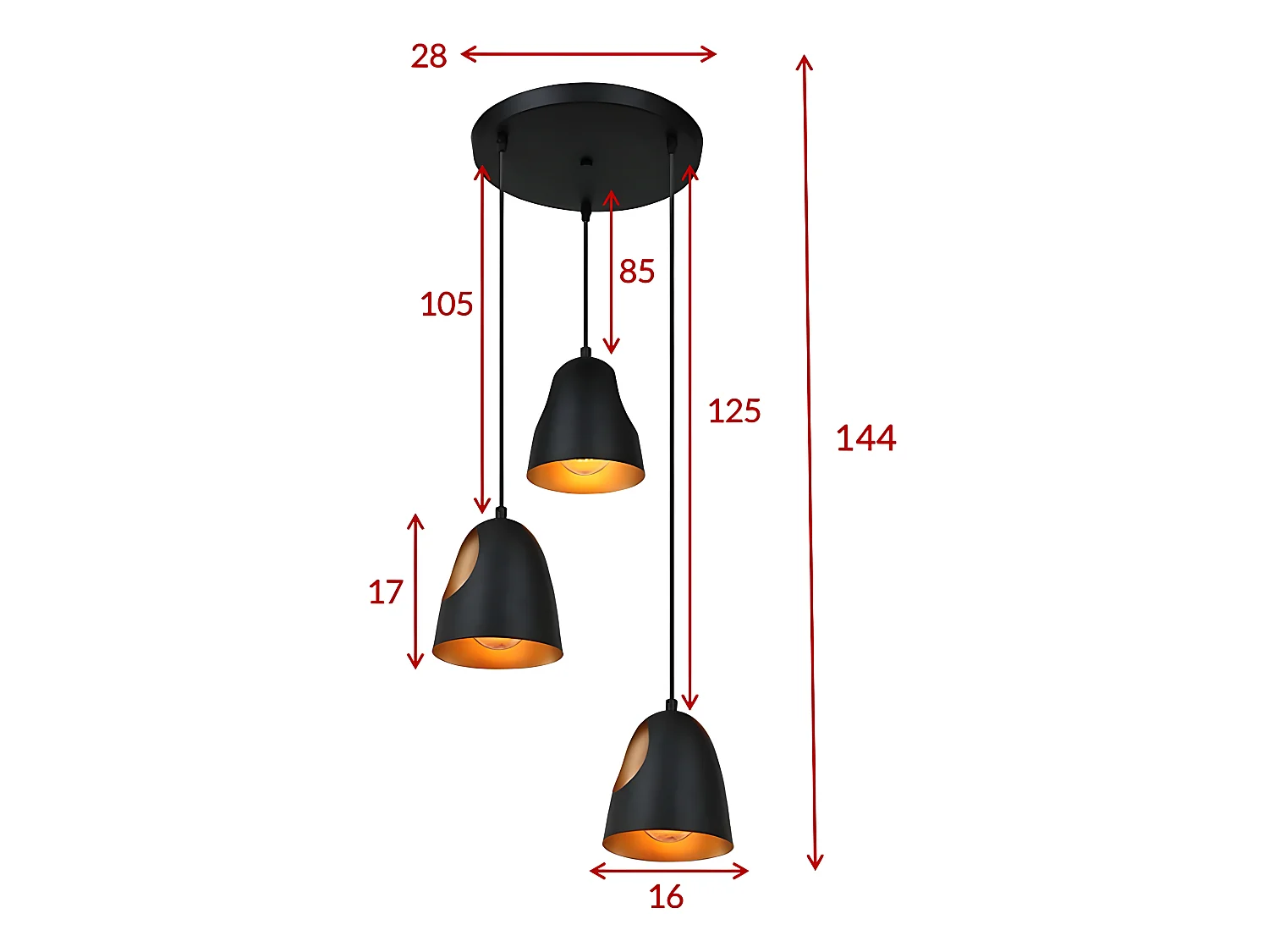 Elda verlichting hanglamp Ø40cm staal zwart, koper.