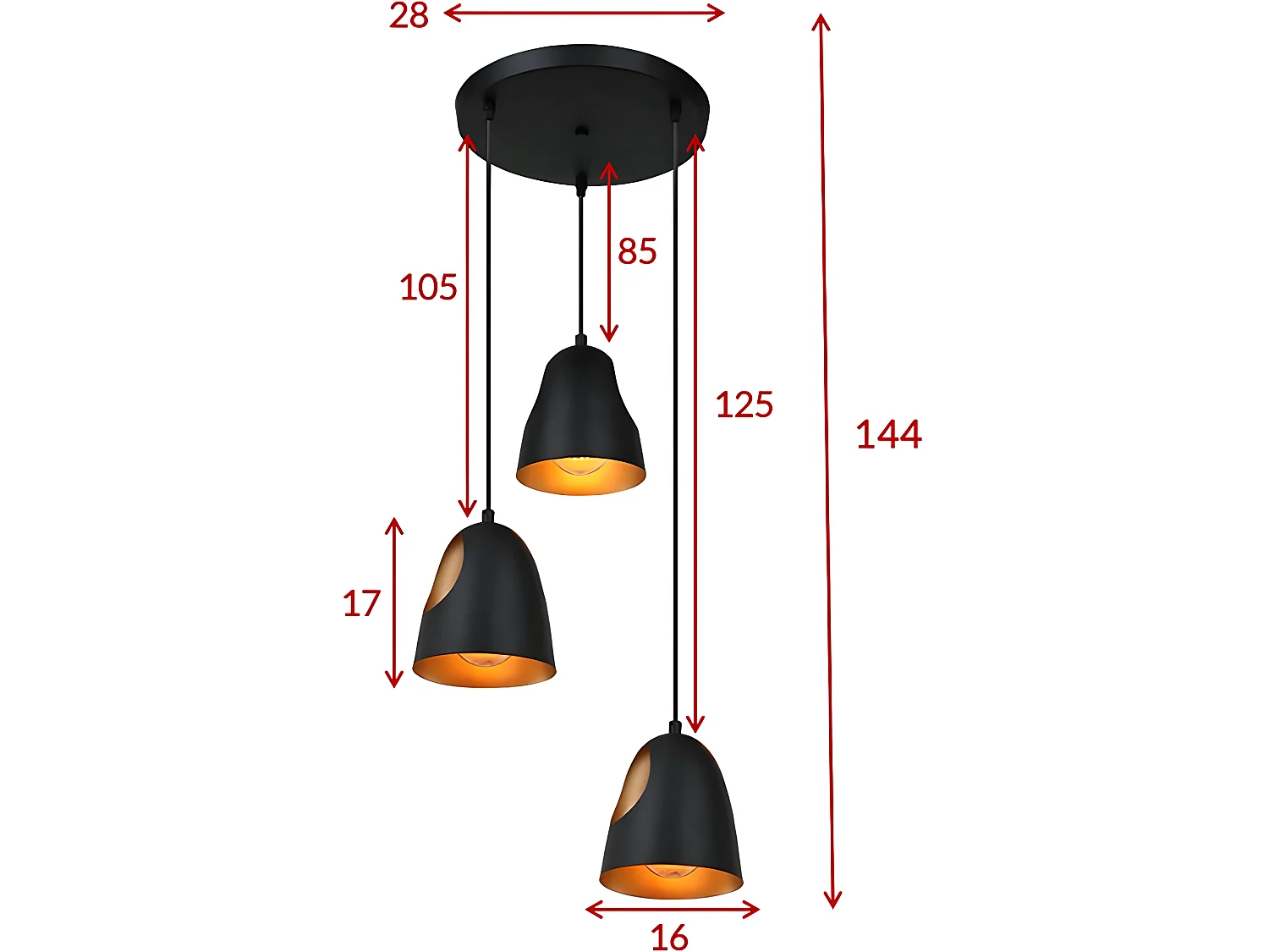 Elda verlichting hanglamp Ø40cm staal zwart, koper.