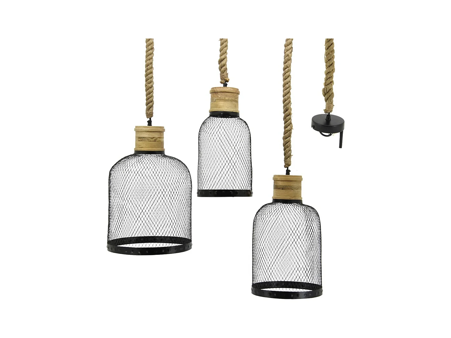 Trio de suspensions en métal et corde
