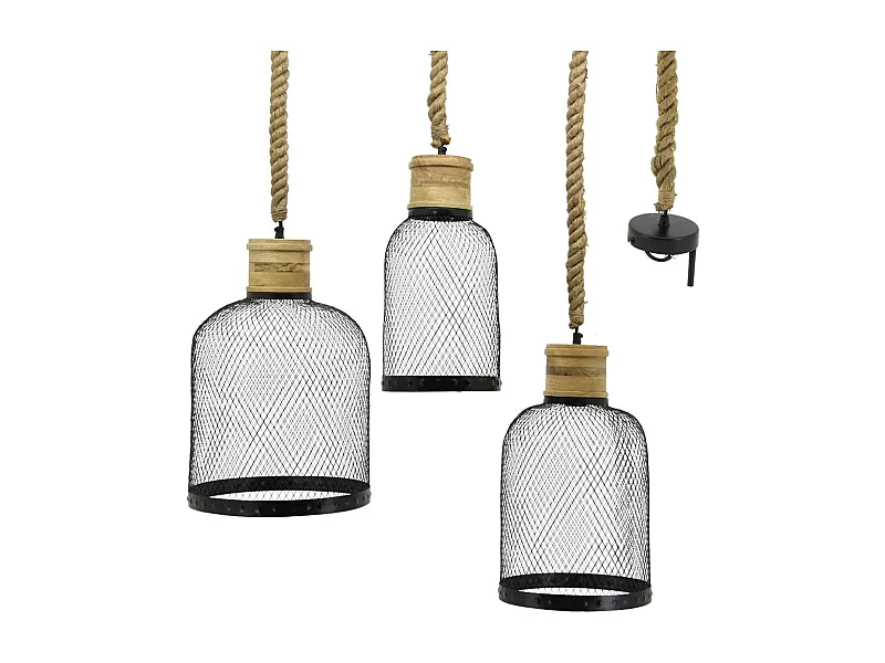 Trio de suspensions en métal et corde
