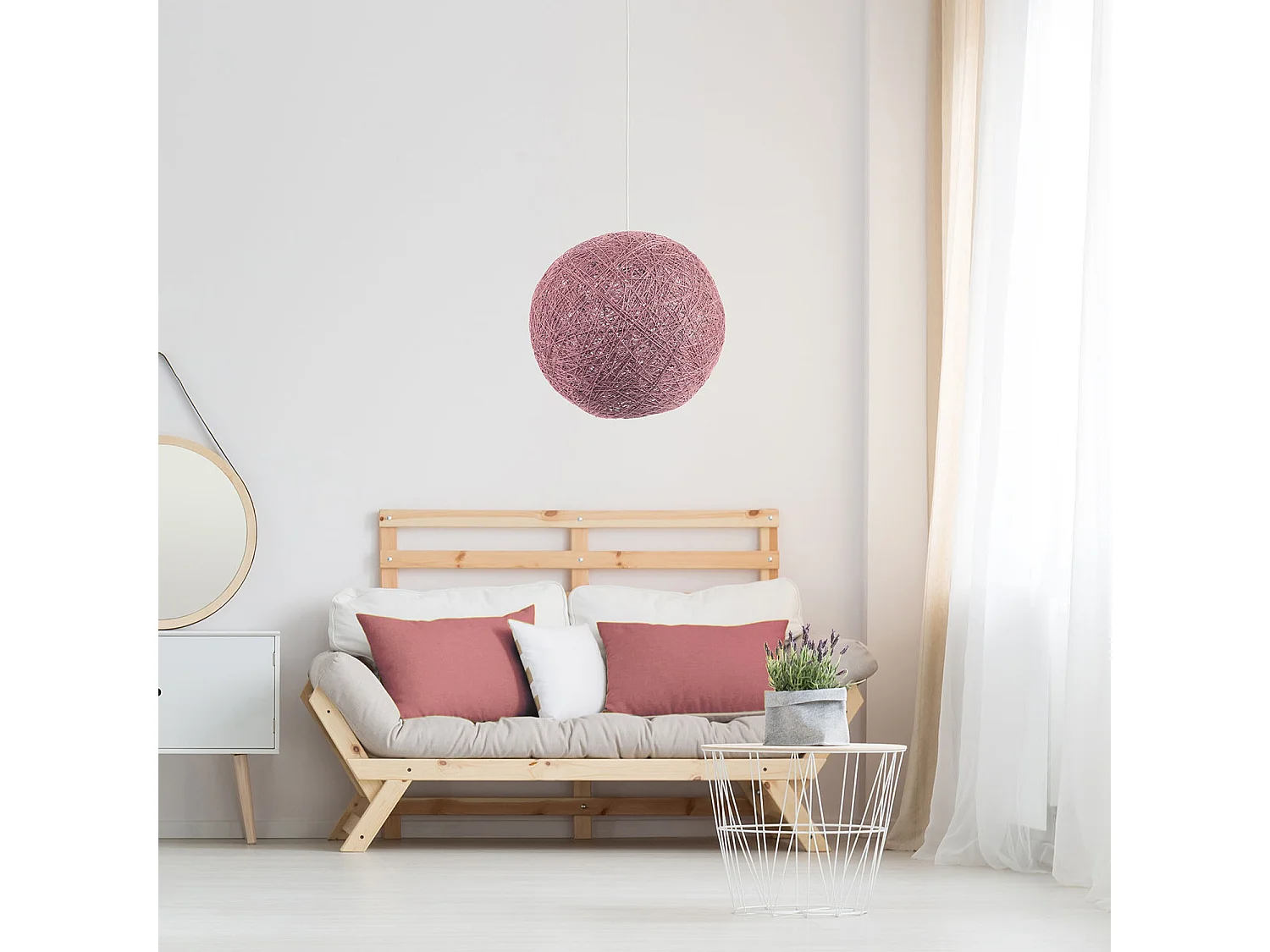 Suspension Interieur Rose Poudre 30cm Rose