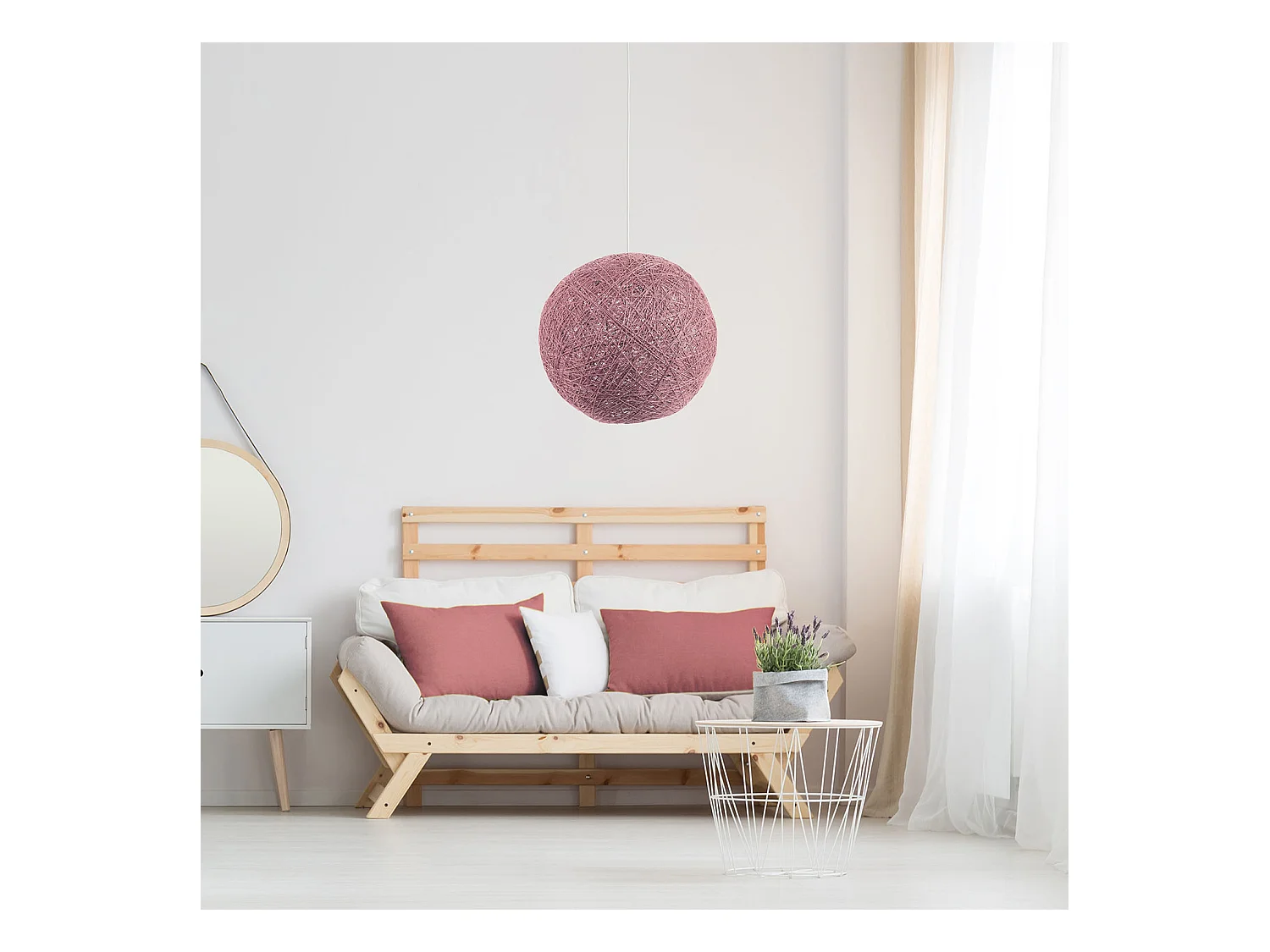 Suspension Interieur Rose Poudre 30cm Rose