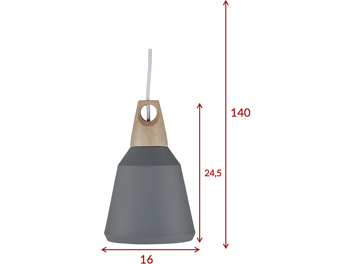 Lampe Suspension "Nao" 24cm Gris Foncé