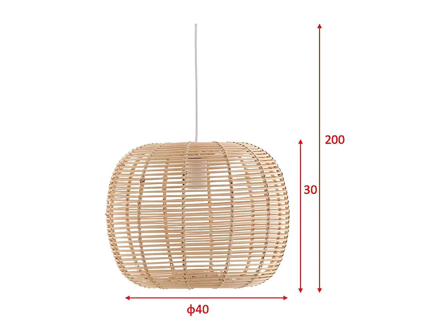 Suspension en Rotin "Fence" 41cm Naturel