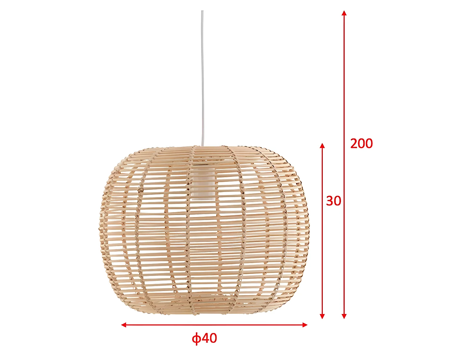 Suspension en Rotin "Fence" 41cm Naturel