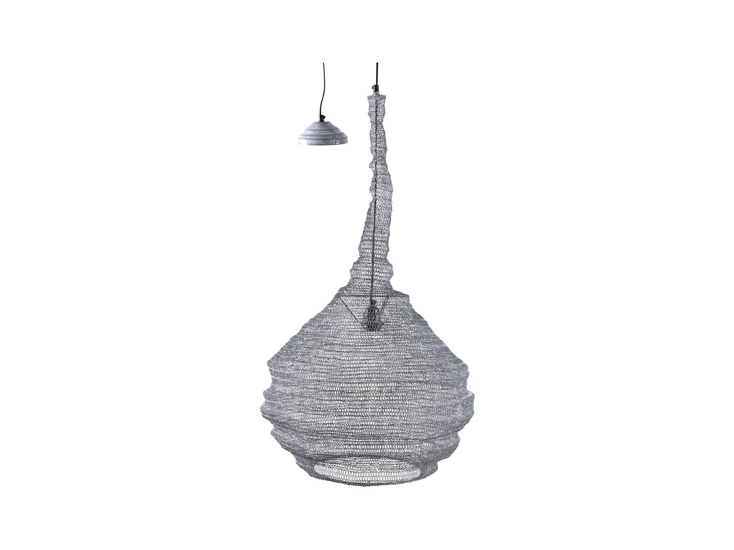 Lampe suspension métal gris blanchi filet de pêche Diamètre 47cm