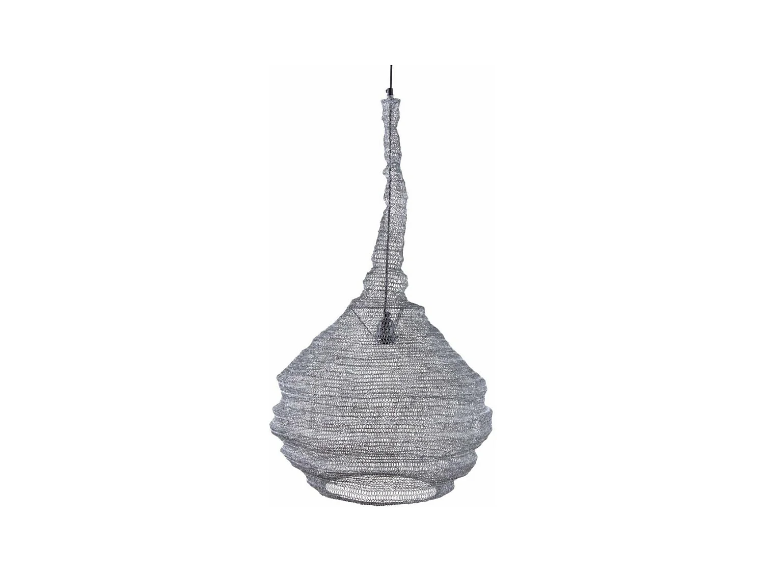 Lampe suspension métal gris blanchi filet de pêche Diamètre 47cm
