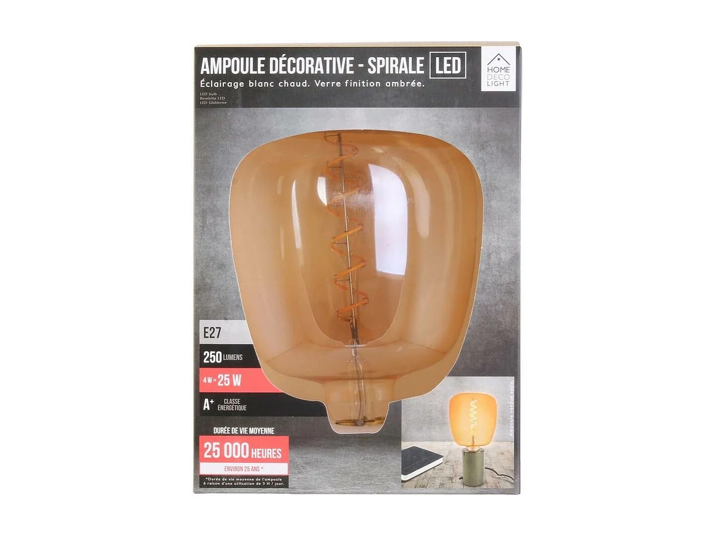 Quadratische bernsteinfarbene LED-Glühbirne 14 cm