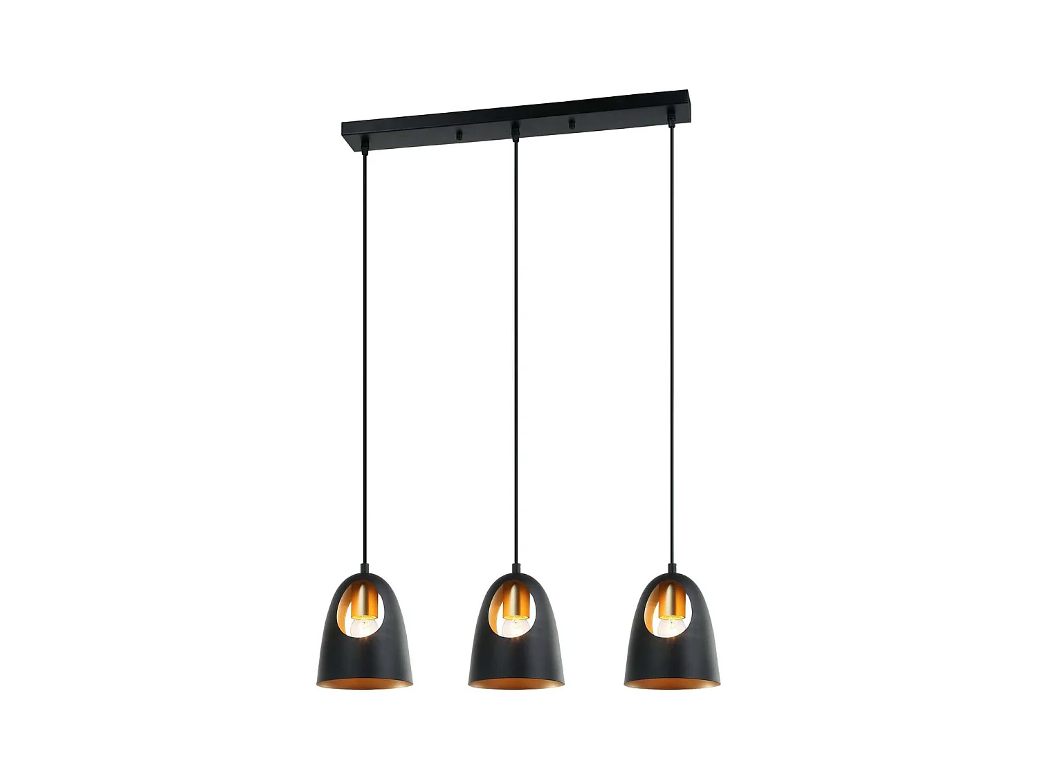 Plafonnier Design 3 Lampes "Elda" 75cm Noir