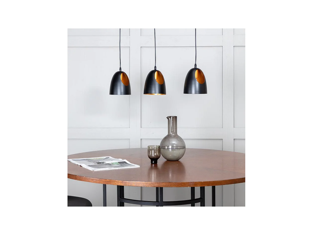 Plafonnier Design 3 Lampes "Elda" 75cm Noir