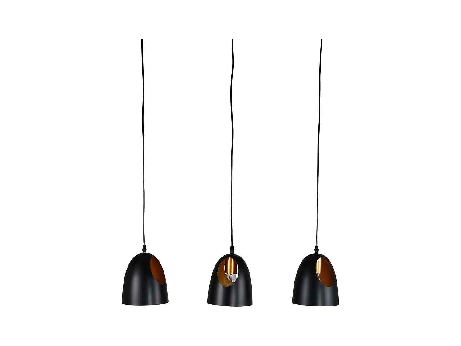Plafonnier Design 3 Lampes "Elda" 75cm Noir
