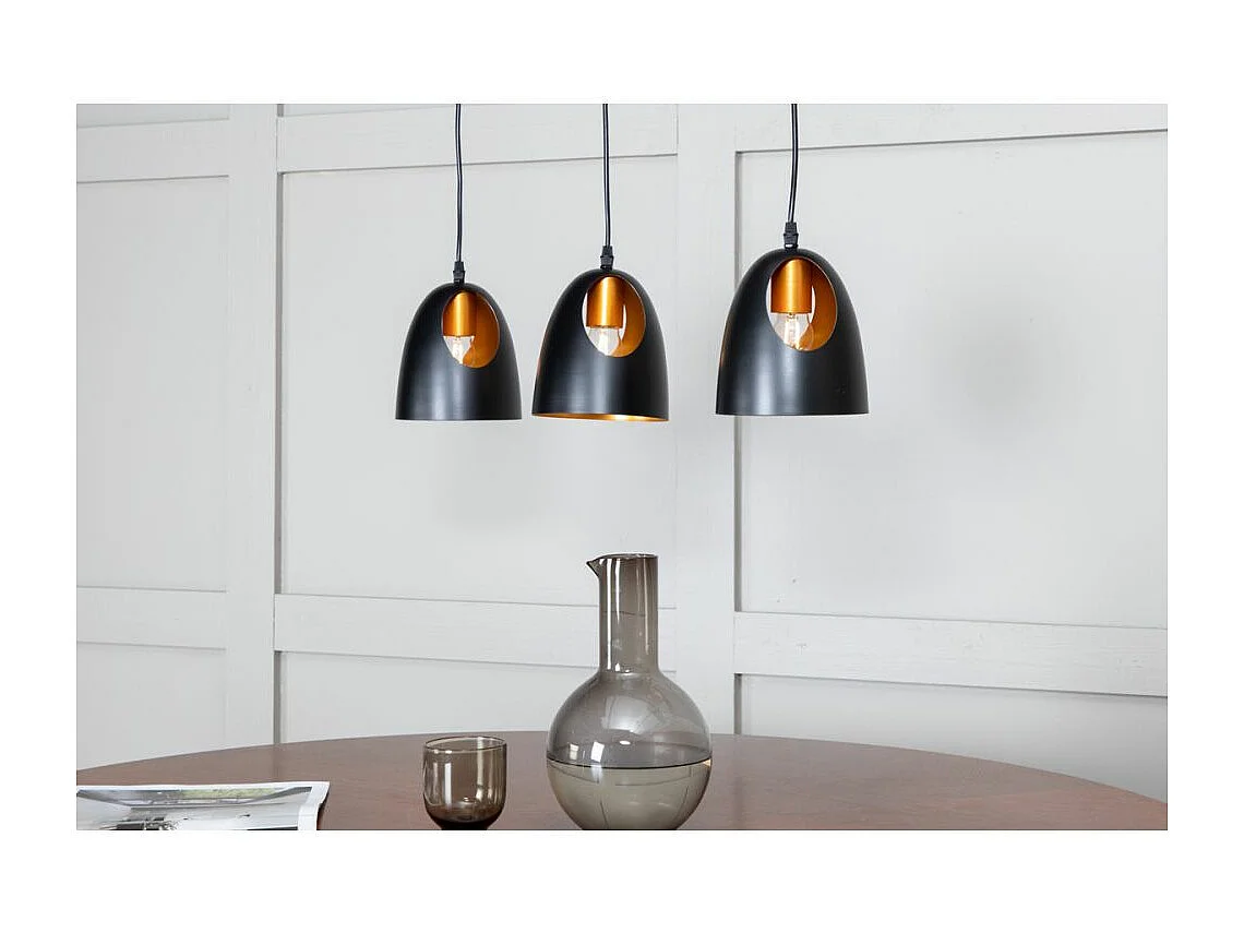 Plafonnier Design 3 Lampes "Elda" 75cm Noir