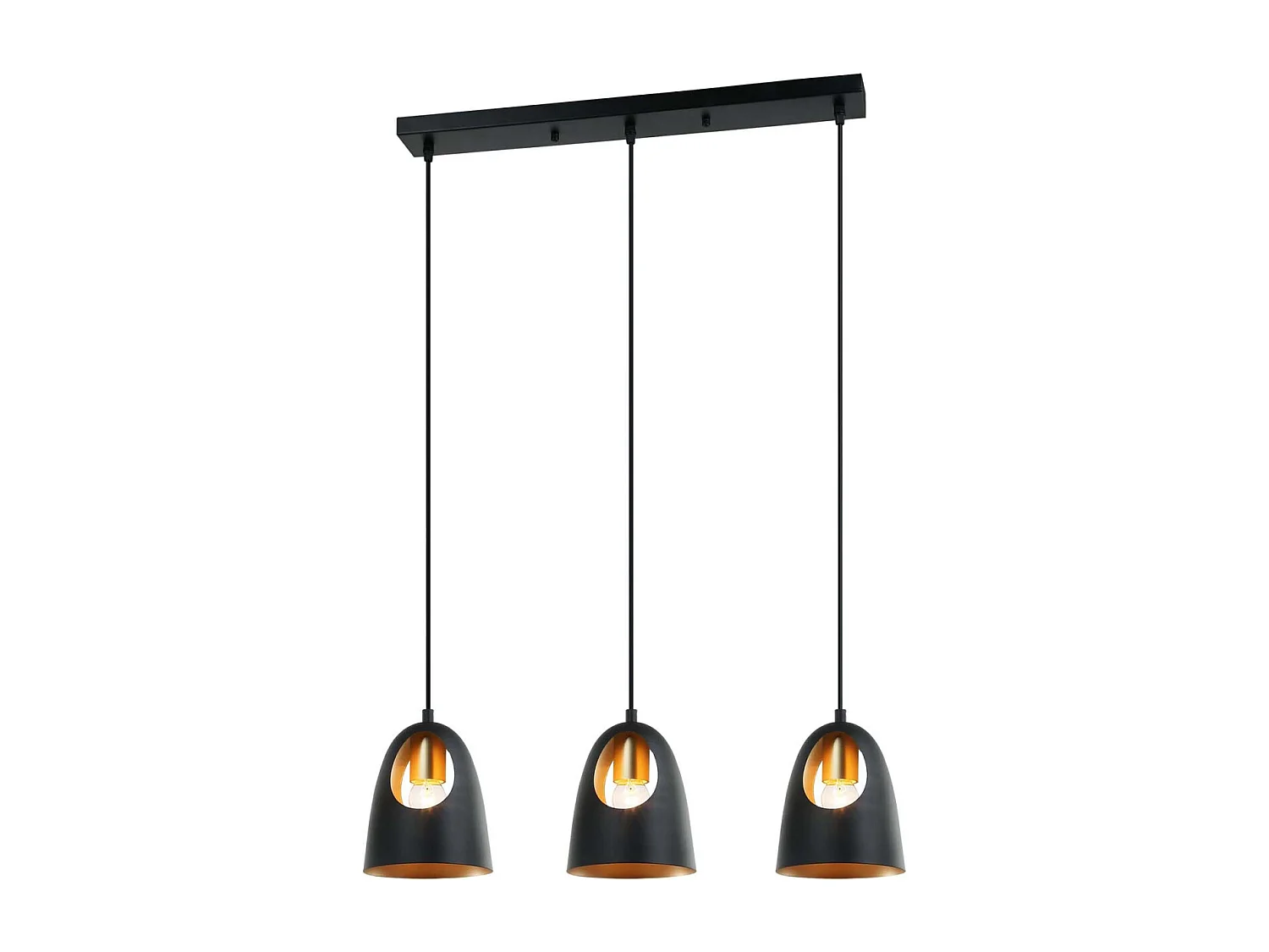 Plafonnier Design 3 Lampes "Elda" 75cm Noir