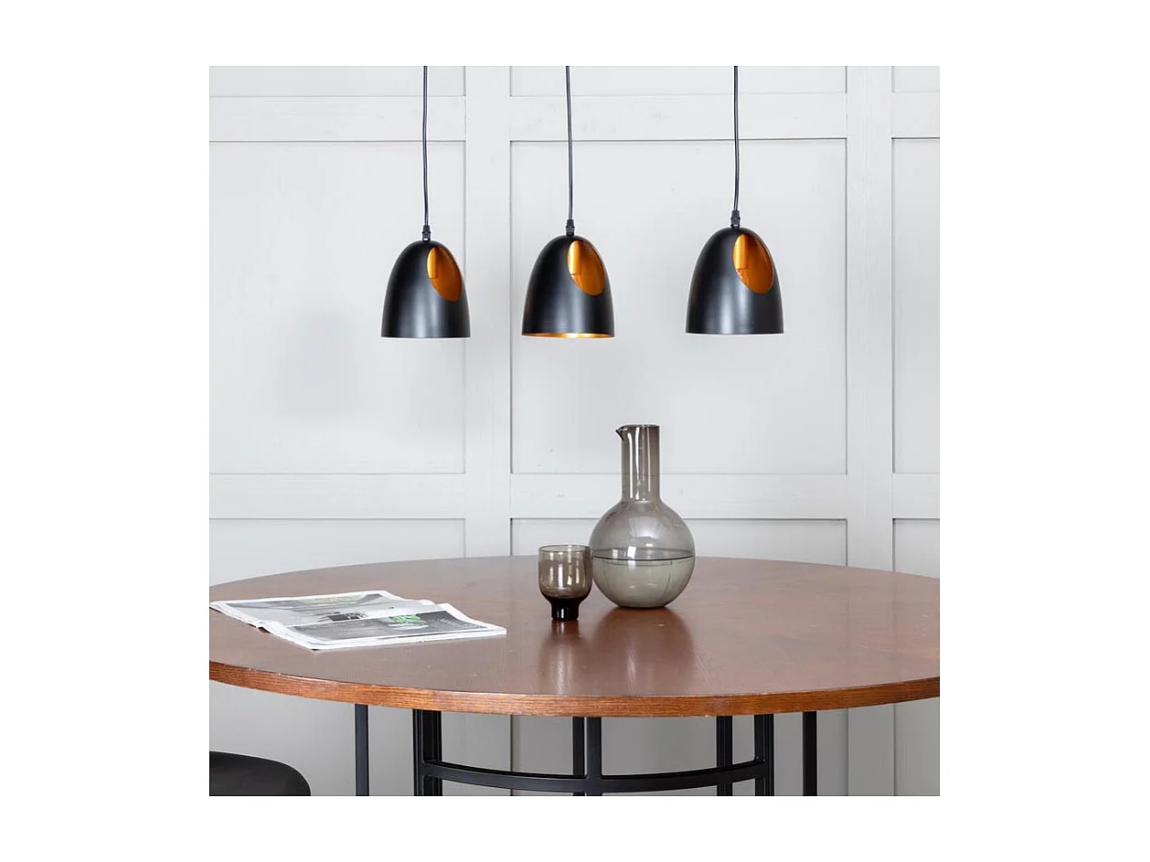 Plafonnier Design 3 Lampes "Elda" 75cm Noir