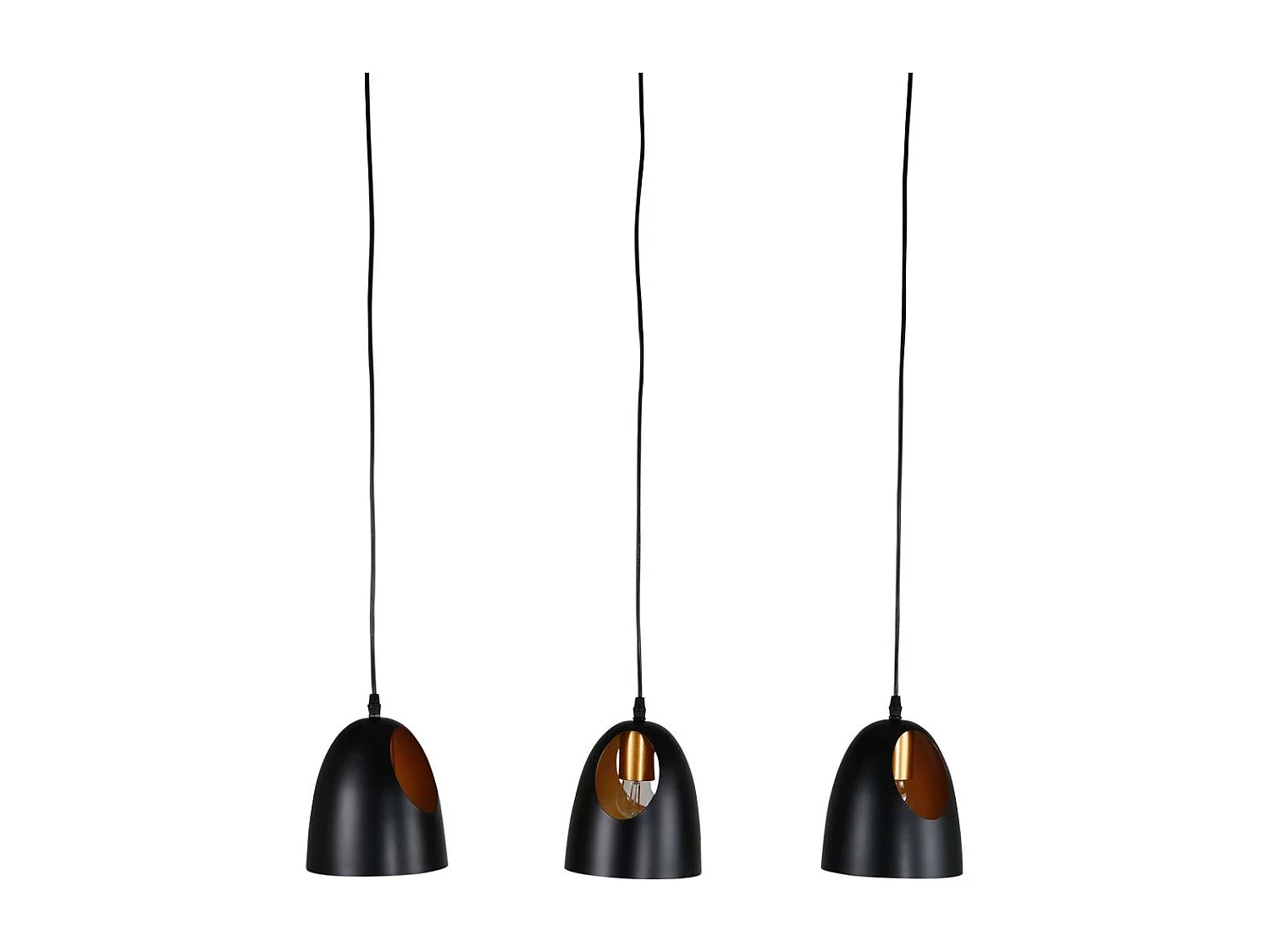 Plafonnier Design 3 Lampes "Elda" 75cm Noir