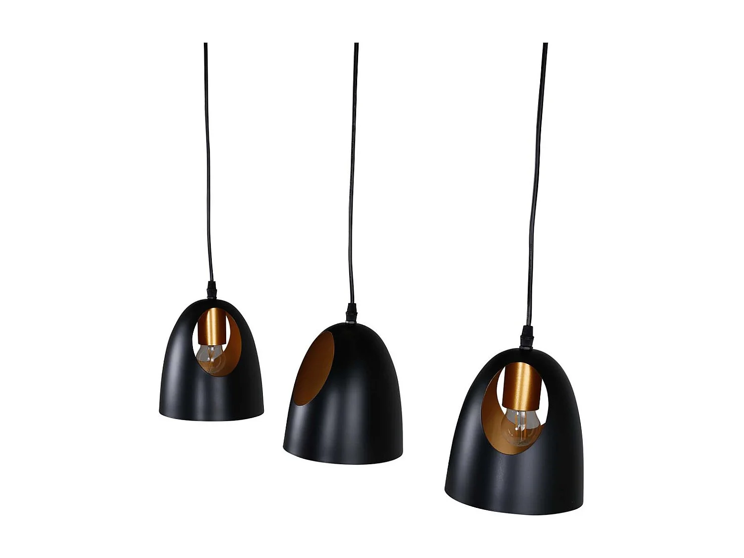Plafonnier Design 3 Lampes "Elda" 75cm Noir