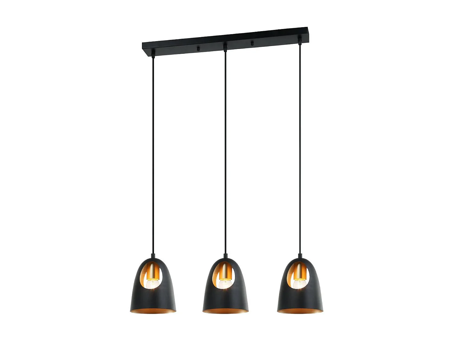 Elda verlichting hanglamp 75x16x17cm staal zwart, koper.