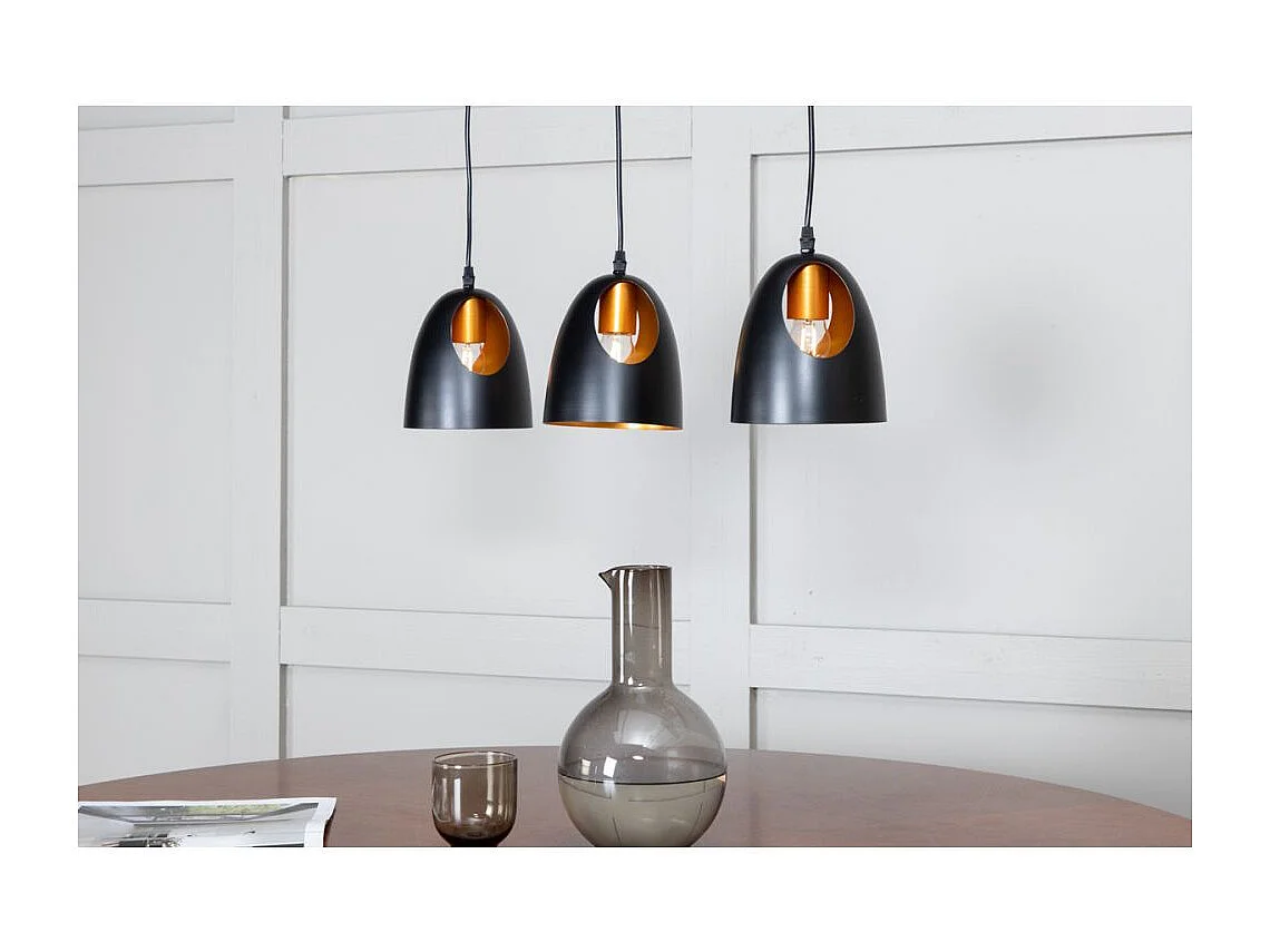 Elda verlichting hanglamp 75x16x17cm staal zwart, koper.