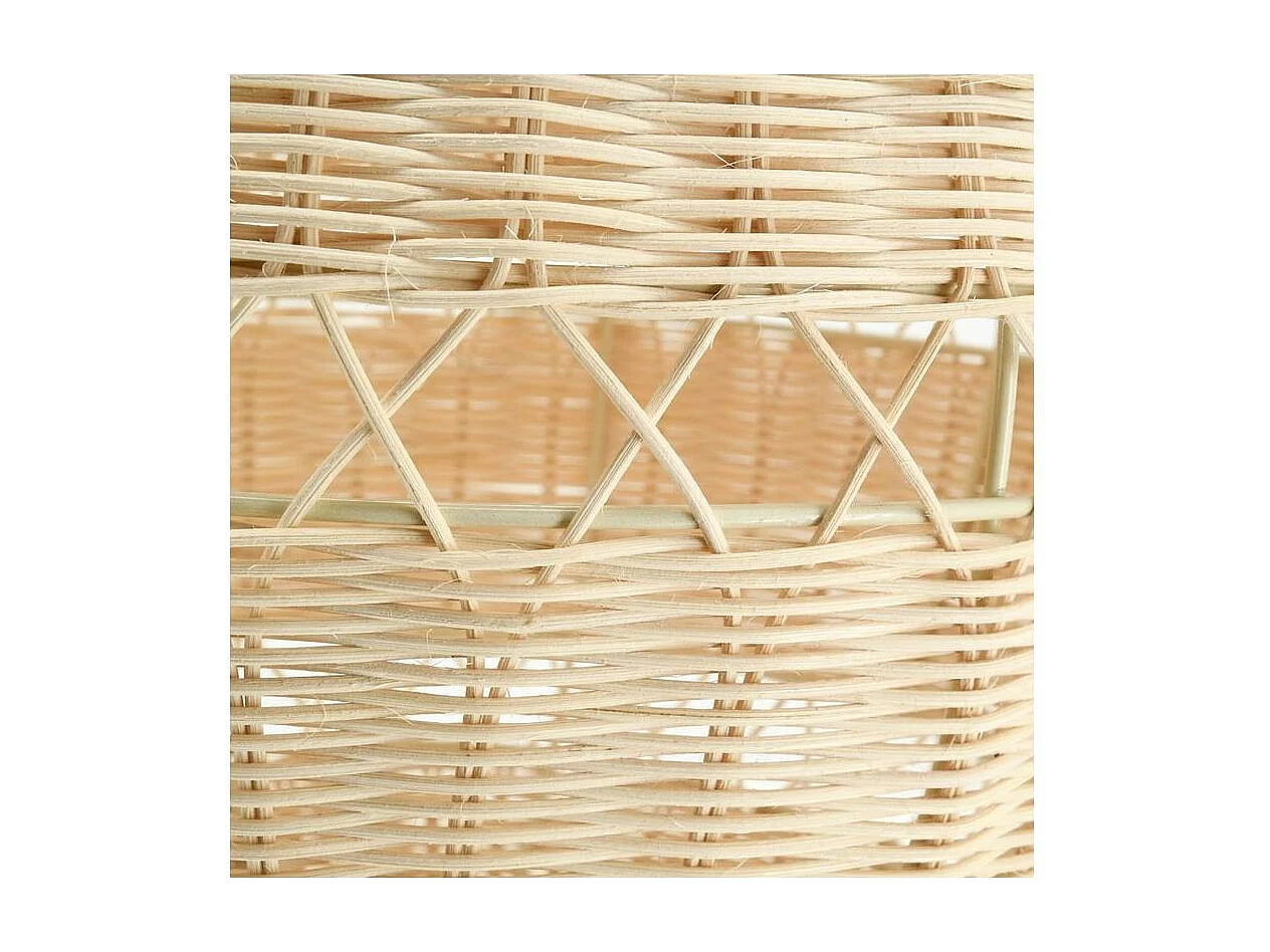 Suspension boule en rotin naturel ajouré et métal Diamètre 34 cm