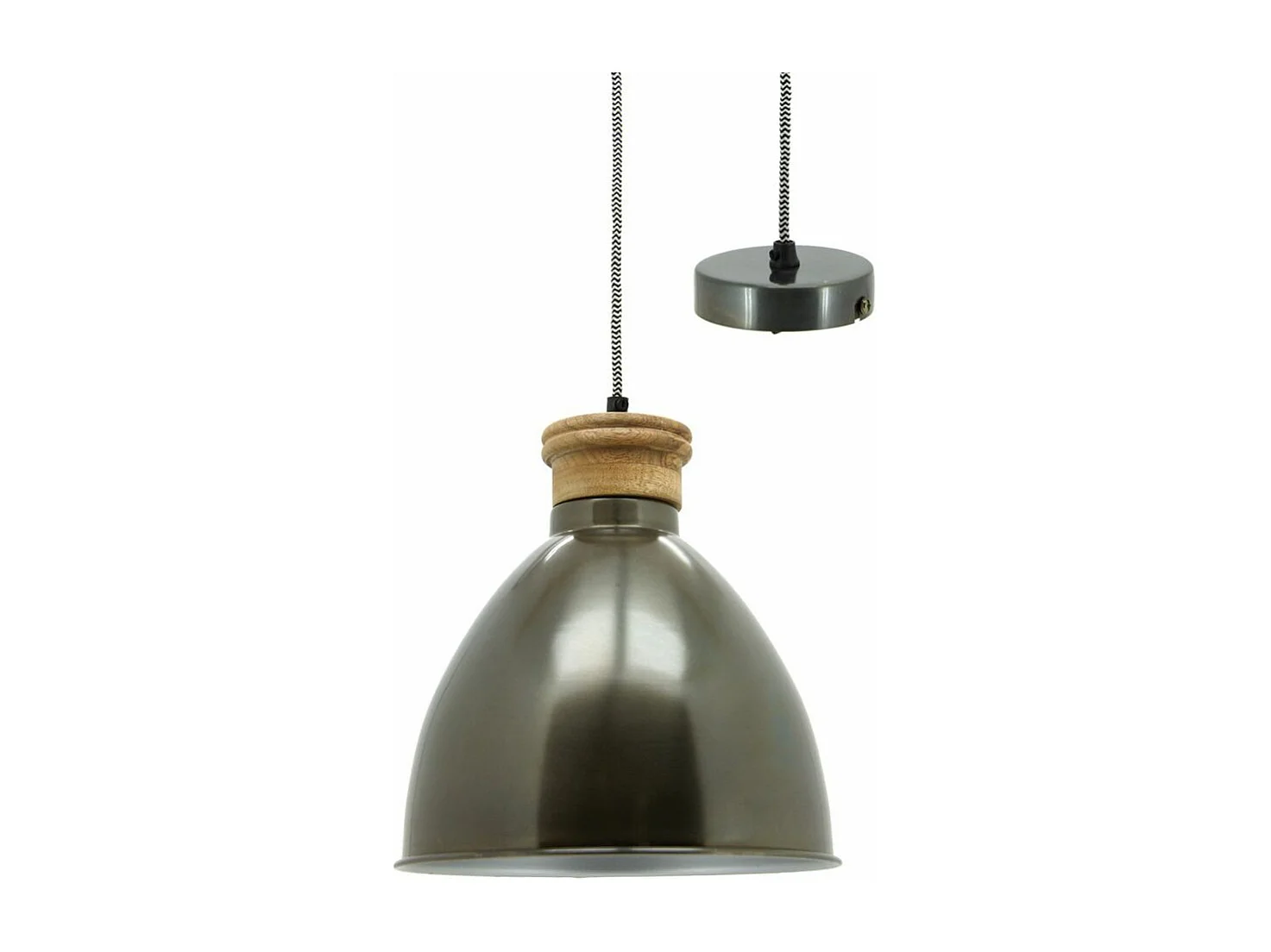 Suspension en métal et bois naturel sculpté