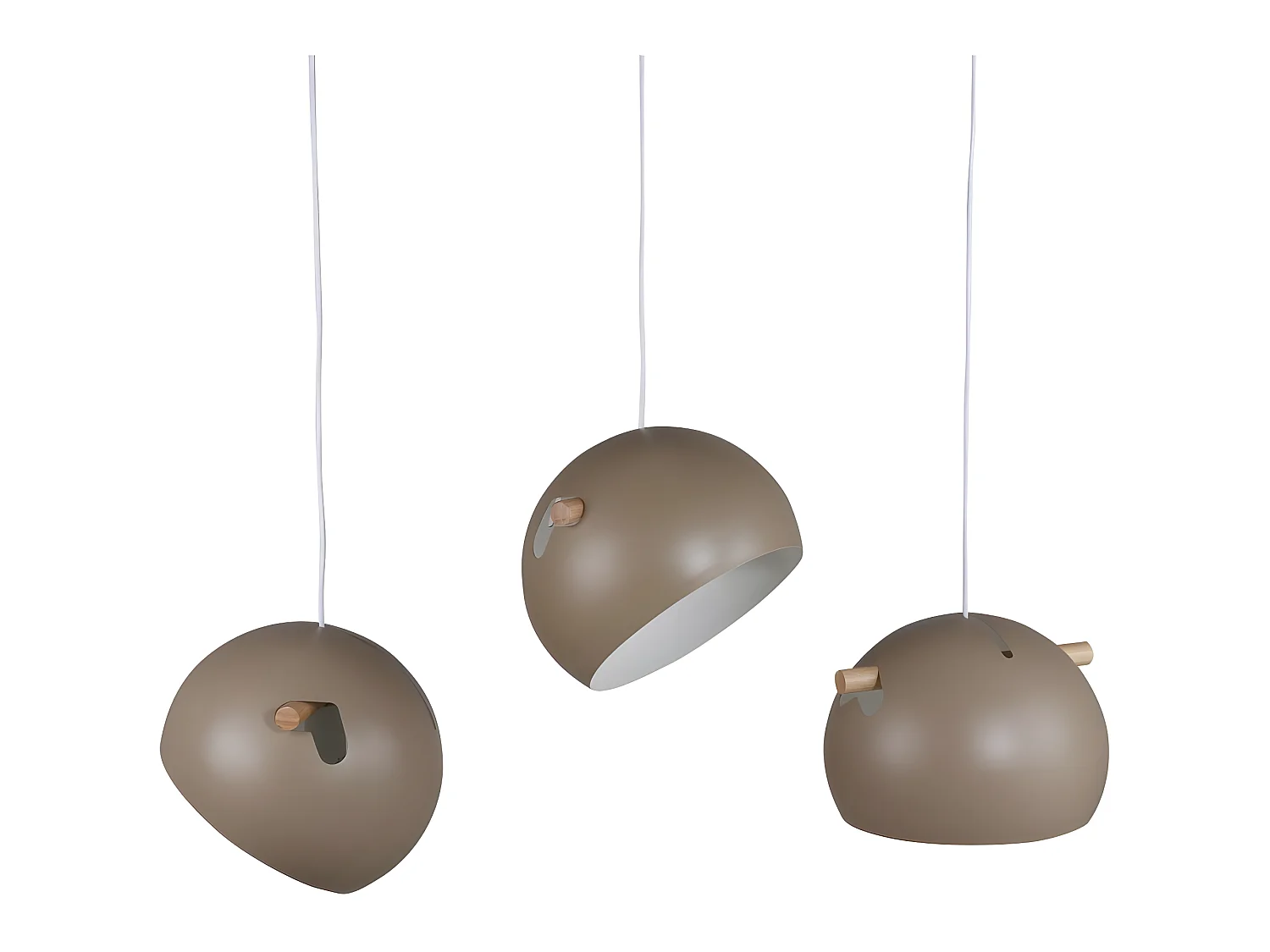 Lampe Suspension Design 3 Lampes "Tubbie" 73cm Marron