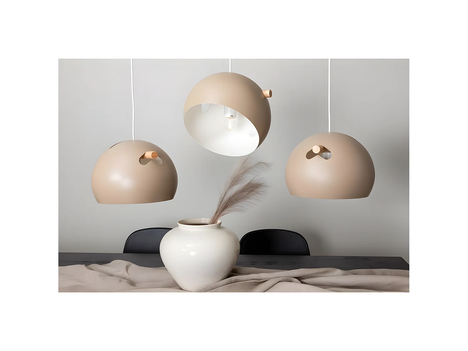Lampe Suspension Design 3 Lampes "Tubbie" 73cm Marron