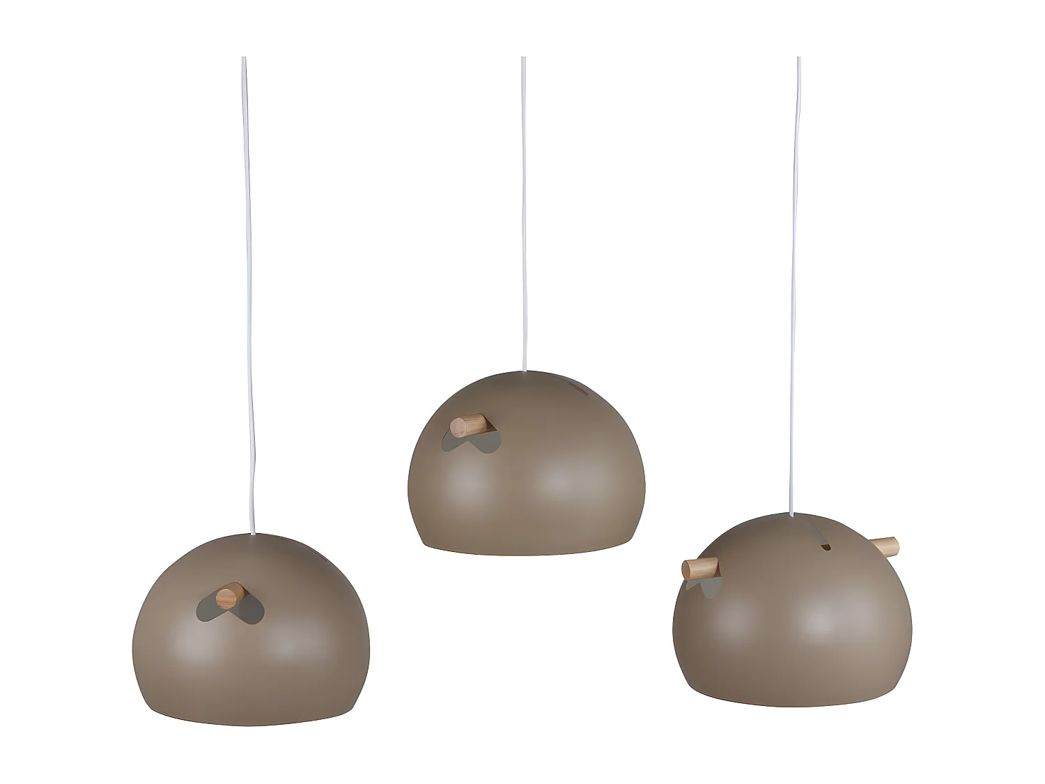 Lampe Suspension Design 3 Lampes "Tubbie" 73cm Marron