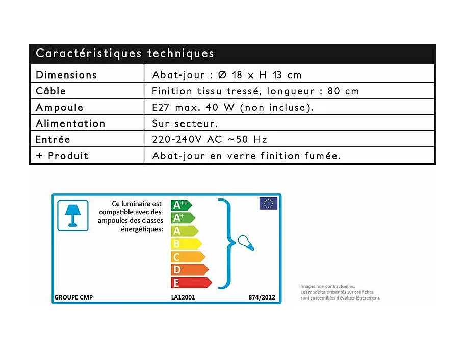 Rauchglas-Hängeleuchte Trichter Grau