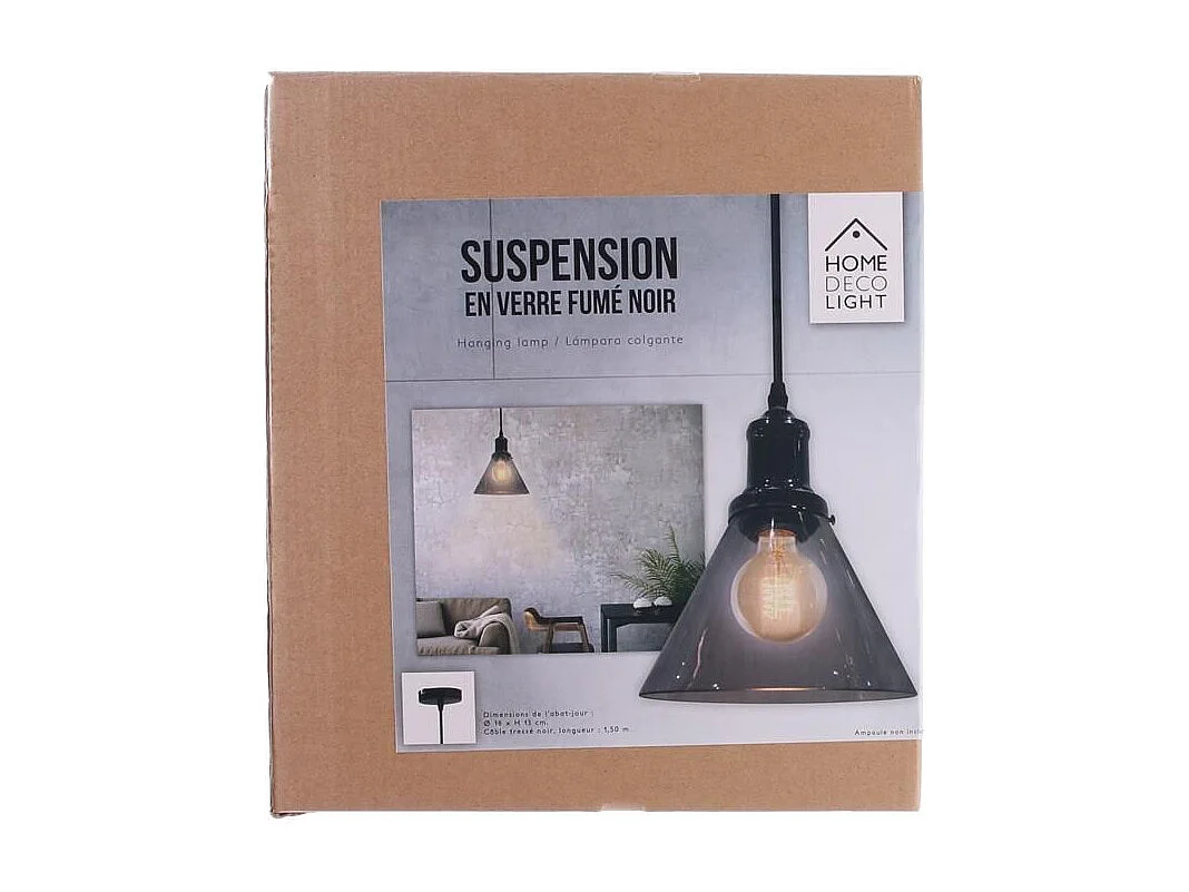 Rauchglas-Hängeleuchte Trichter Grau