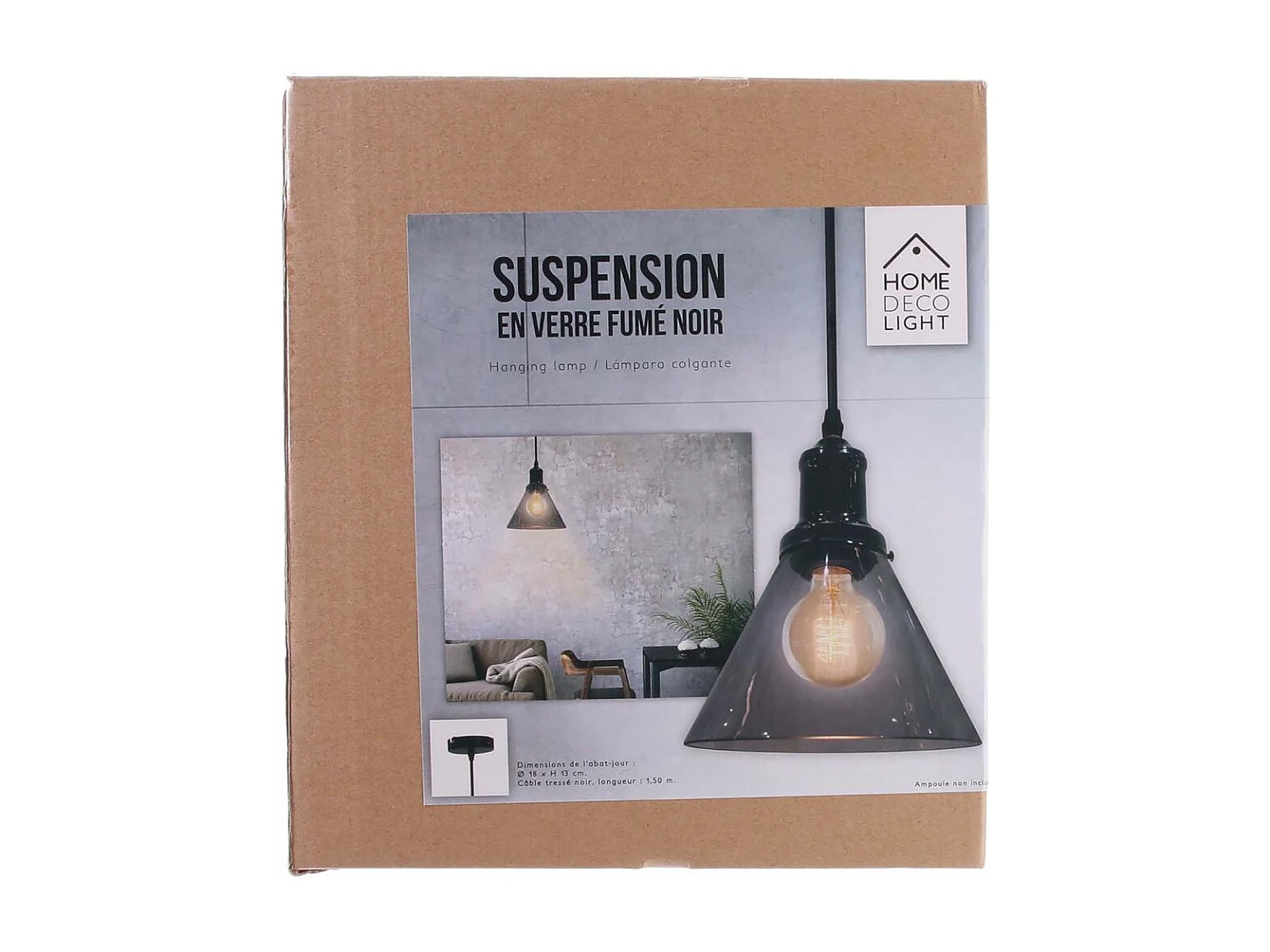 Rauchglas-Hängeleuchte Trichter Grau