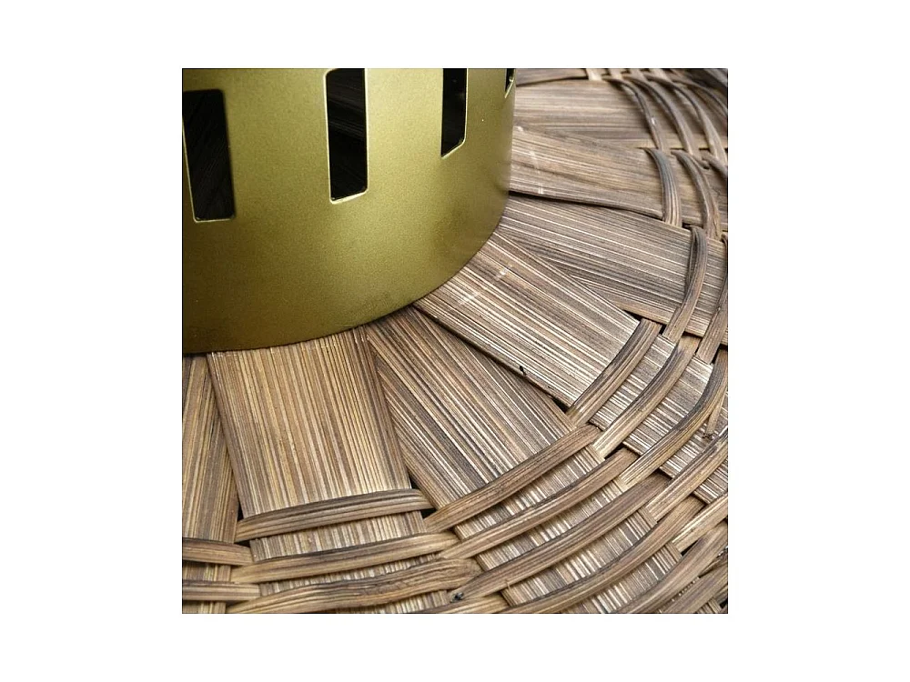 Suspension en bambou teinté et métal doré Diamètre 43 cm
