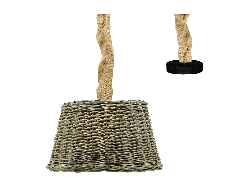 Suspension en osier gris et jute