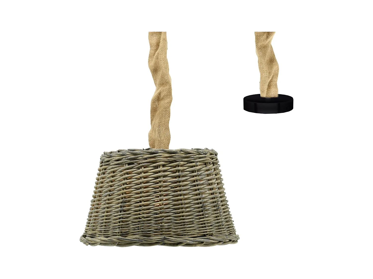 Suspension en osier gris et jute