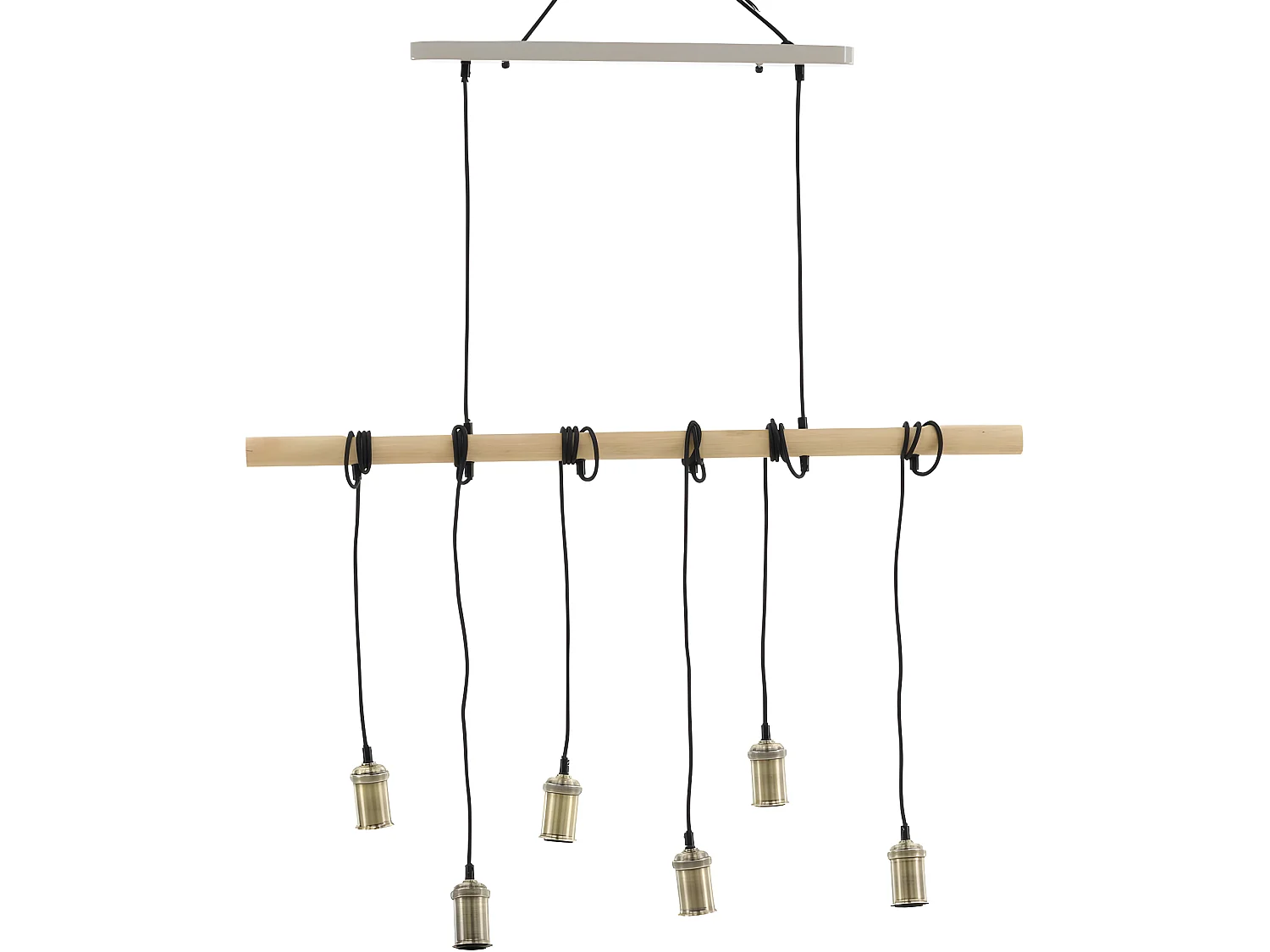 Fall verlichting hanglamp 110x4,5x144cm staal zwart, messing, hout.