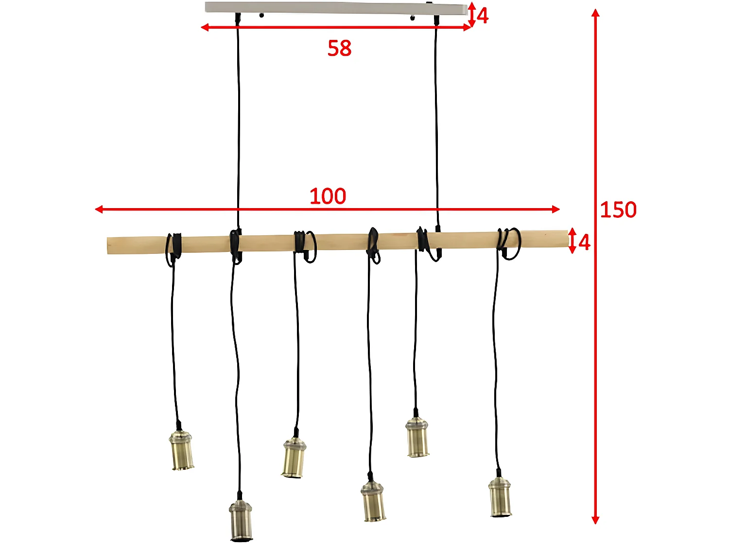Fall verlichting hanglamp 110x4,5x144cm staal zwart, messing, hout.