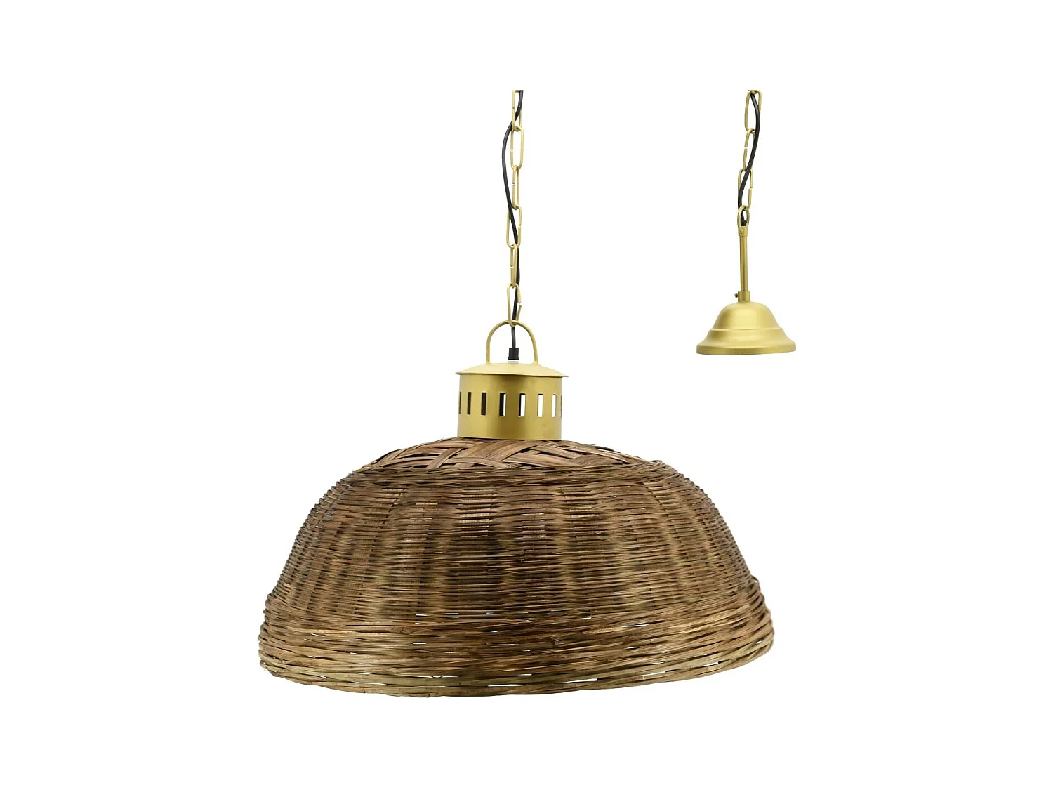 Suspension en bambou teinté et métal doré Diamètre 60 cm