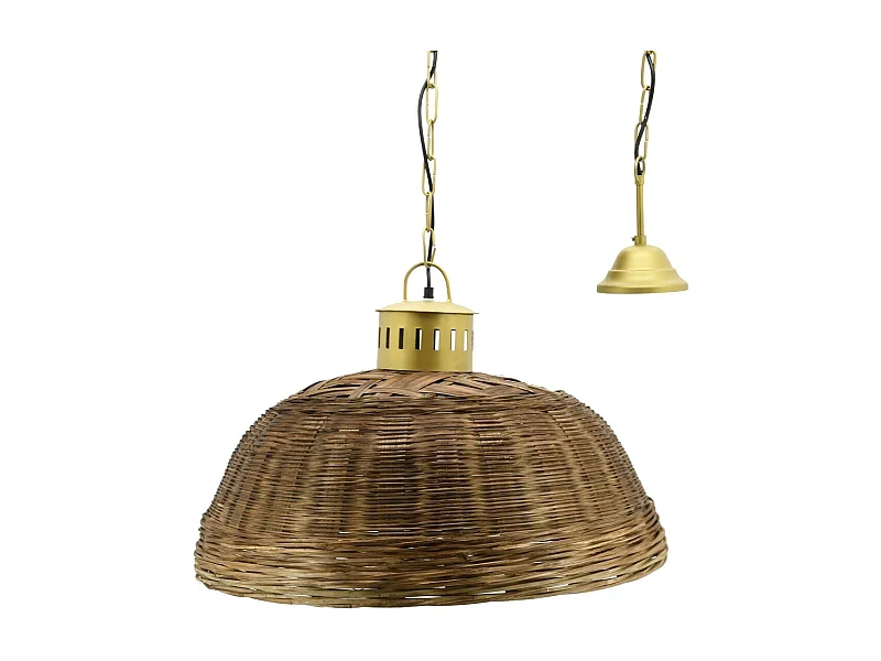 Suspension en bambou teinté et métal doré Diamètre 60 cm