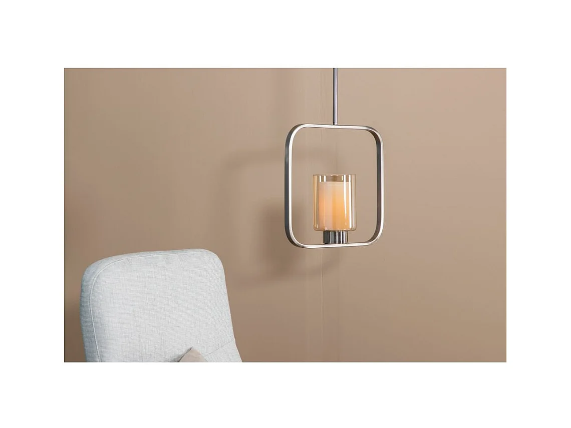 Aludra verlichting hanglamp 34x12x34cm glas, staal zilverkleur.